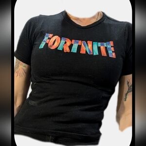 Fortnite Graphic Black T-Shirt Kids M Womens XS